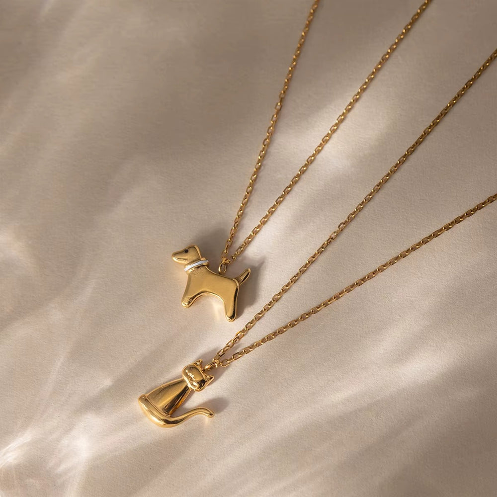 Paw Print Charms – gold necklace