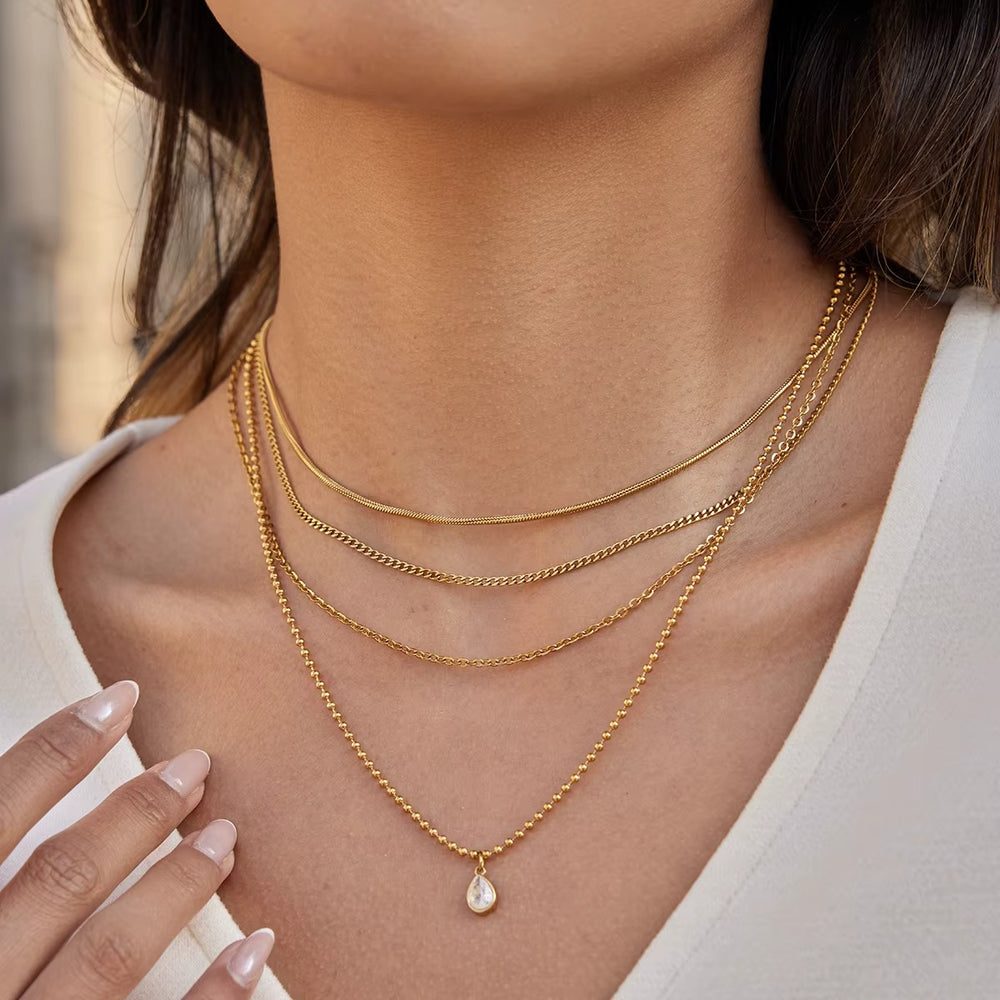 Lumi Drop Layered Set – gold layered necklace set