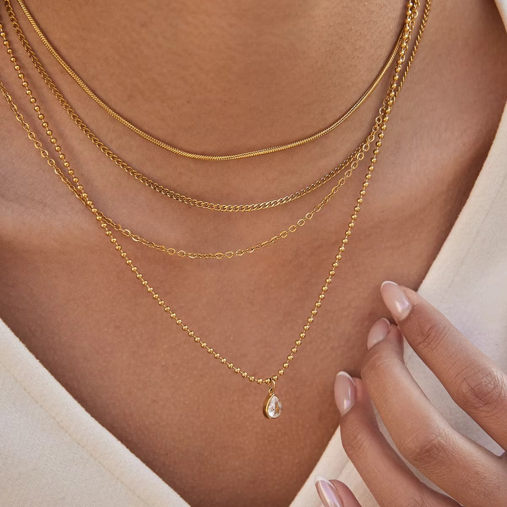 Lumi Drop Layered Set – gold layered necklace set