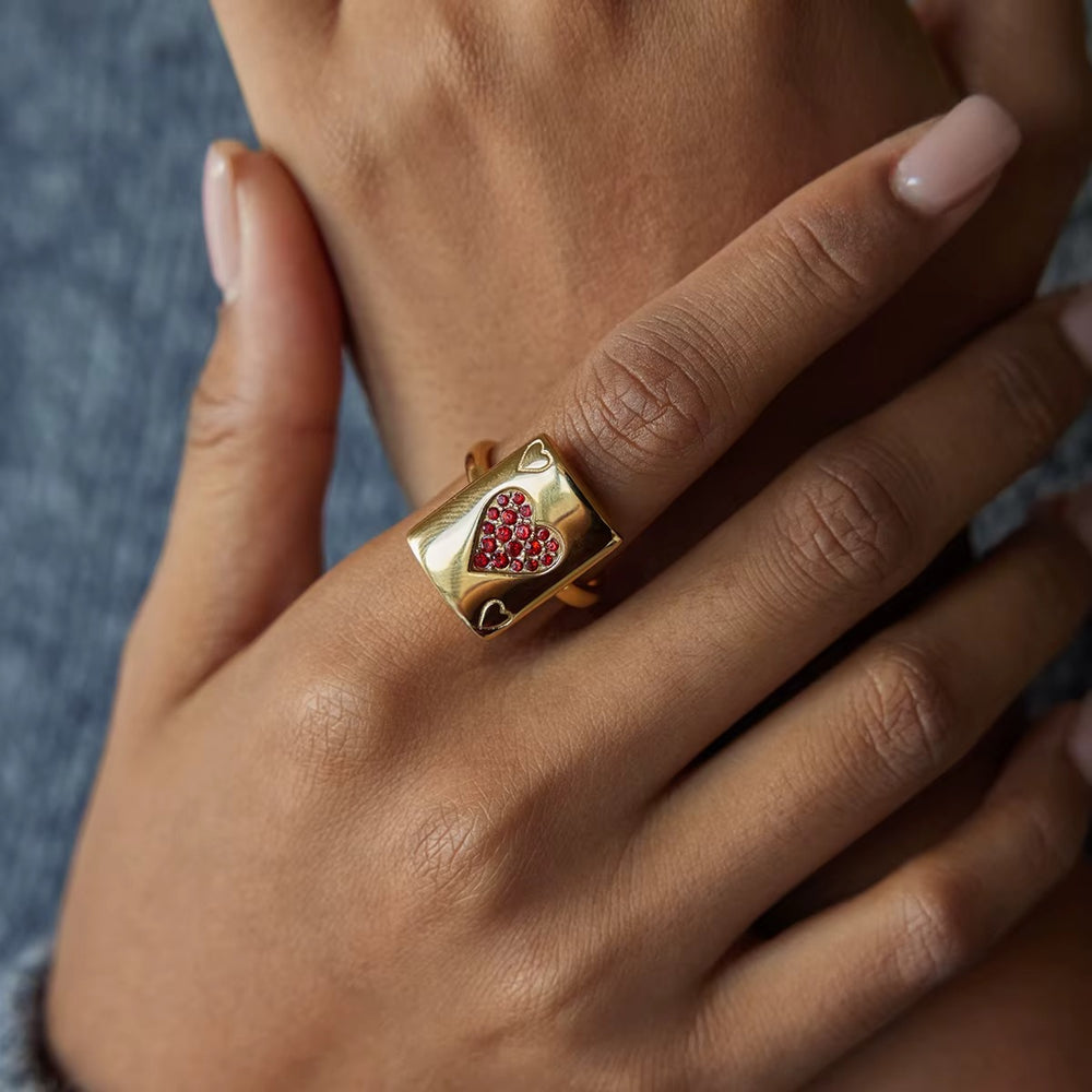 Rouge Heart Ring – adjustable gold ring