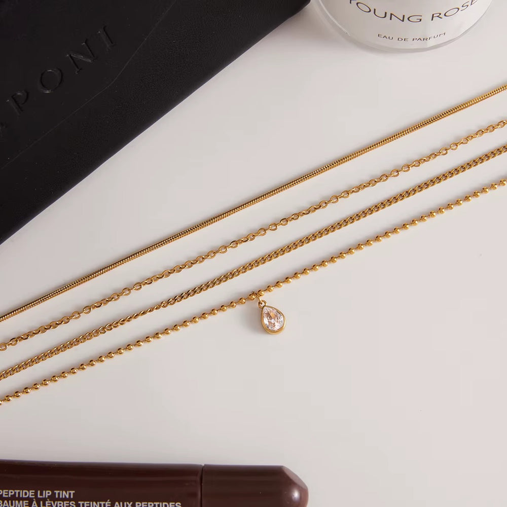 Lumi Drop Layered Set – gold layered necklace set