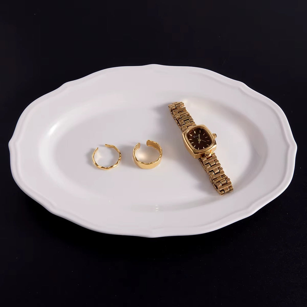 Ripple Melt Ring Set – adjustable gold ring set