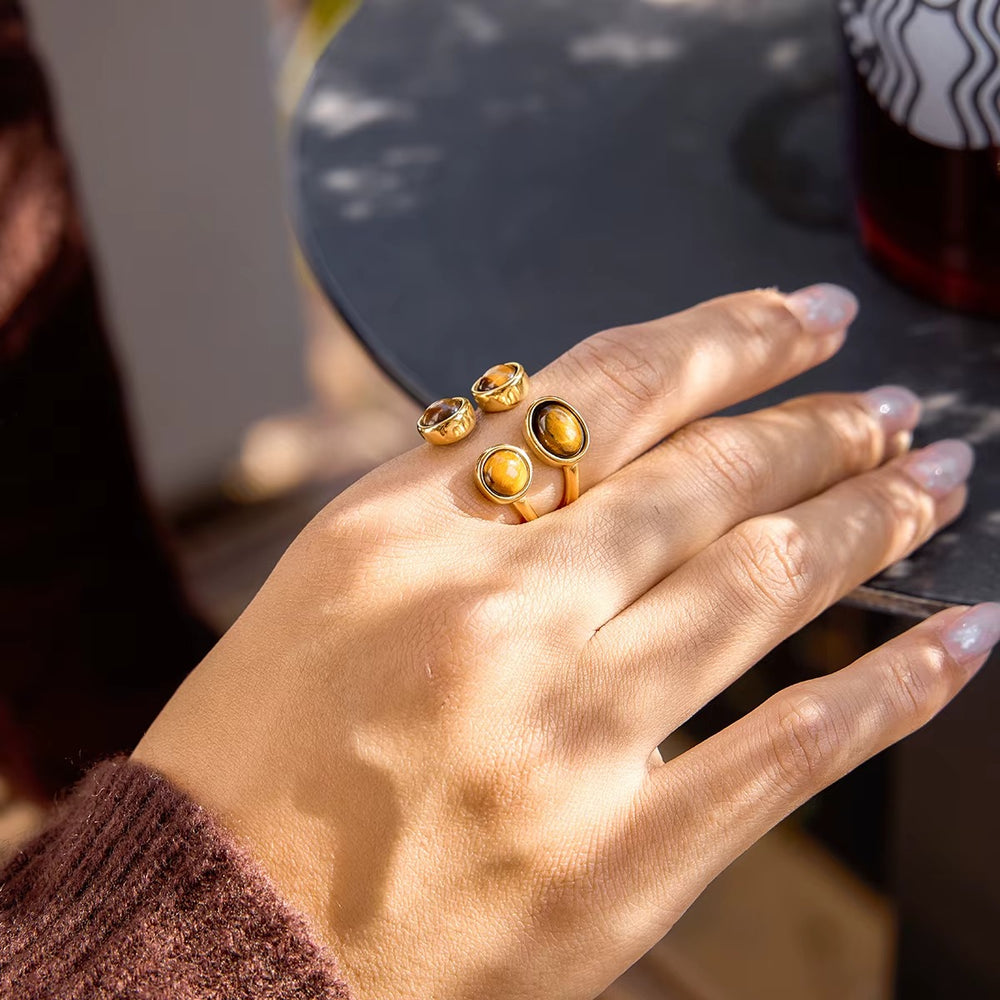 Azure Serpent Ring – adjustable gold ring