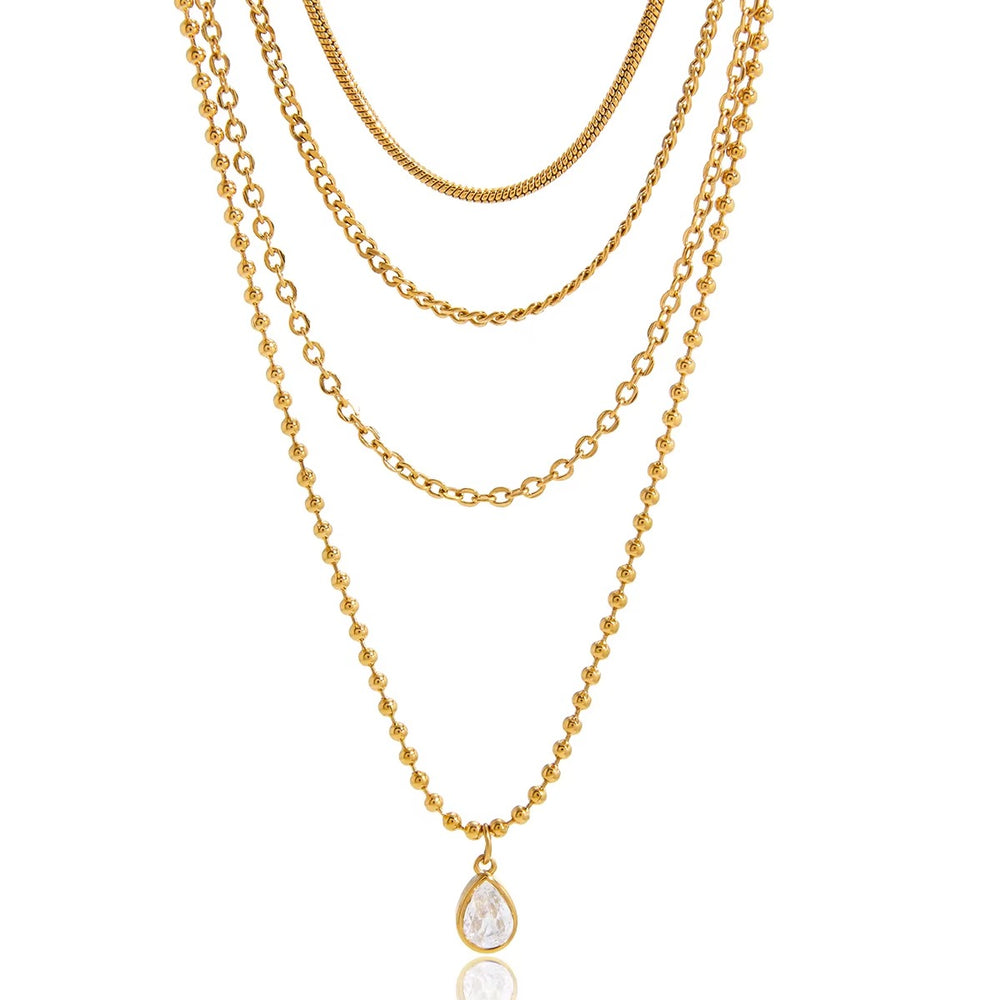 Lumi Drop Layered Set – gold layered necklace set