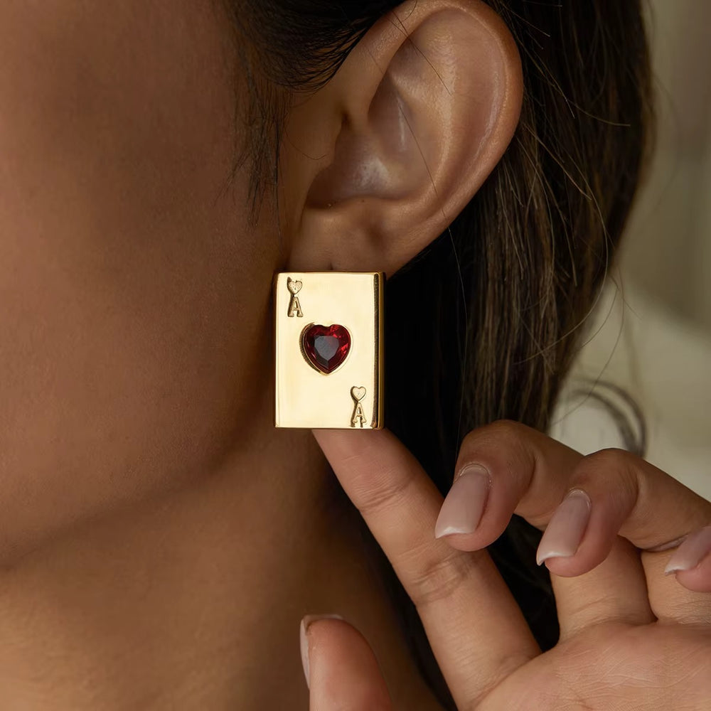 Ace of Hearts Earrings – gold earrings