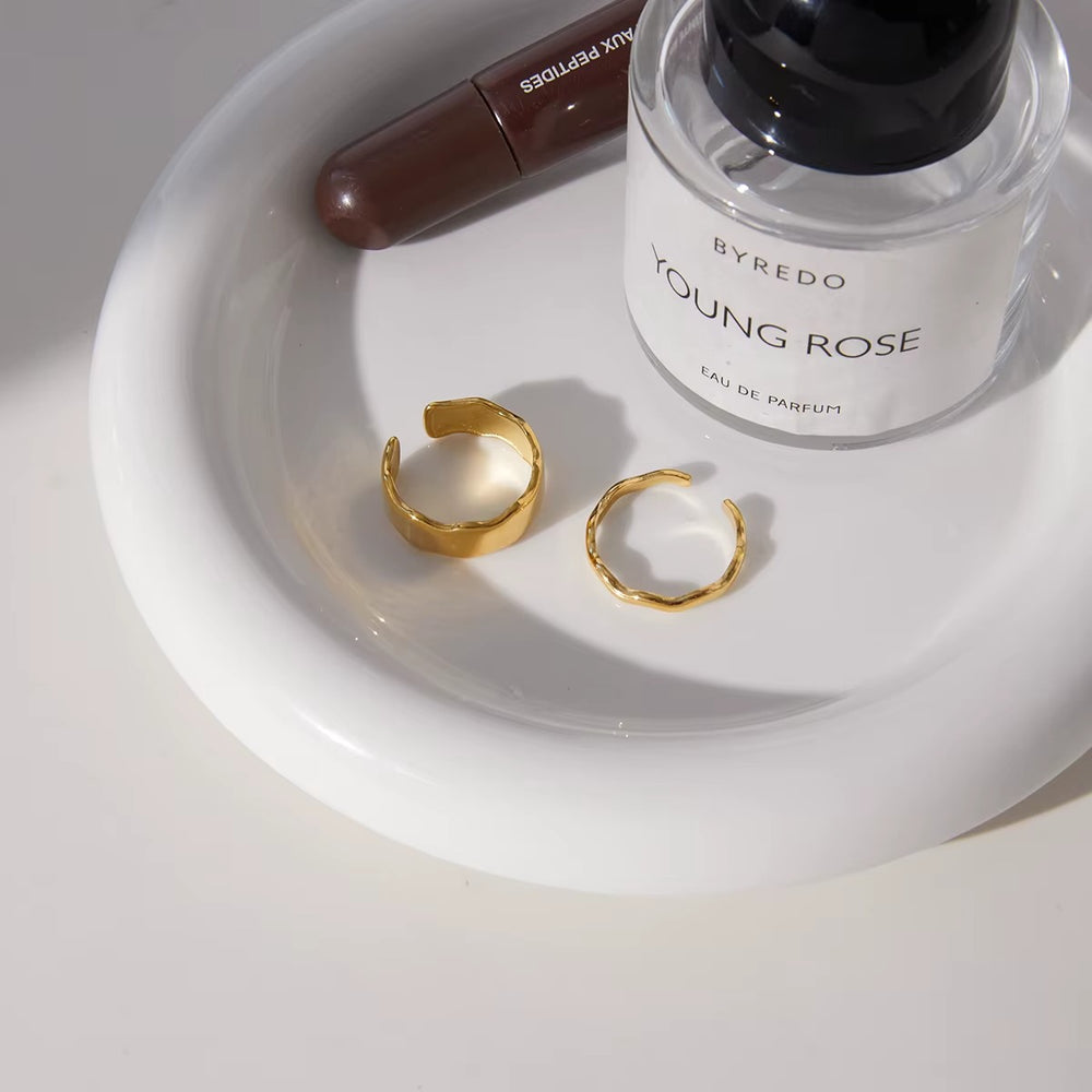 Ripple Melt Ring Set – adjustable gold ring set