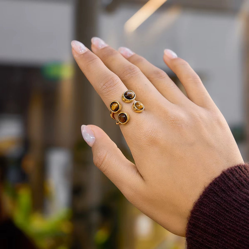 Azure Serpent Ring – adjustable gold ring