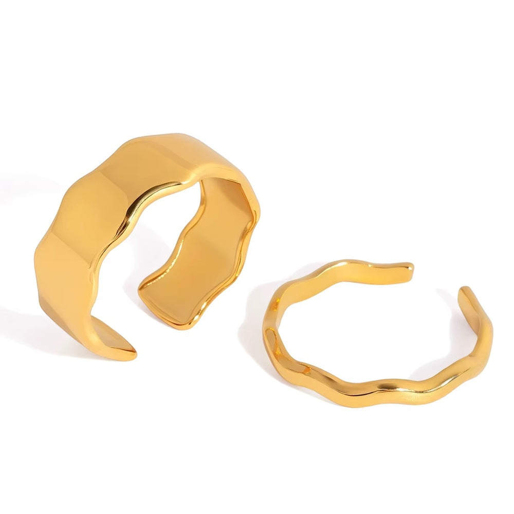 Ripple Melt Ring Set – adjustable gold ring set