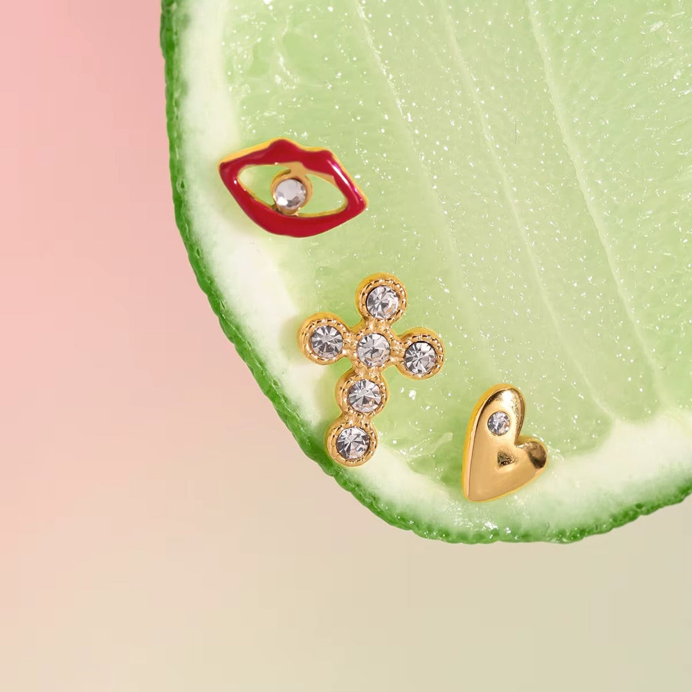 Charm Pop Studs Set – gold stud earrings