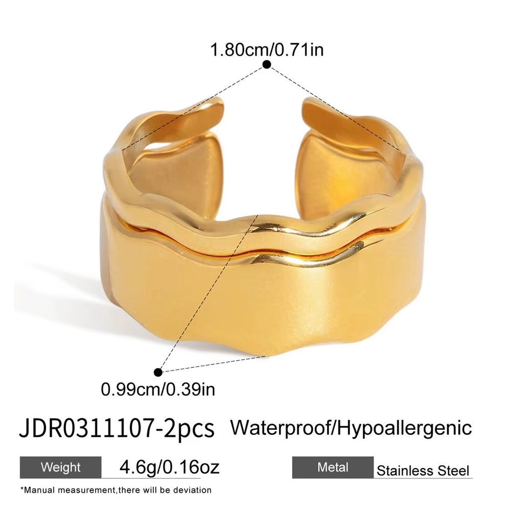 Ripple Melt Ring Set – adjustable gold ring set