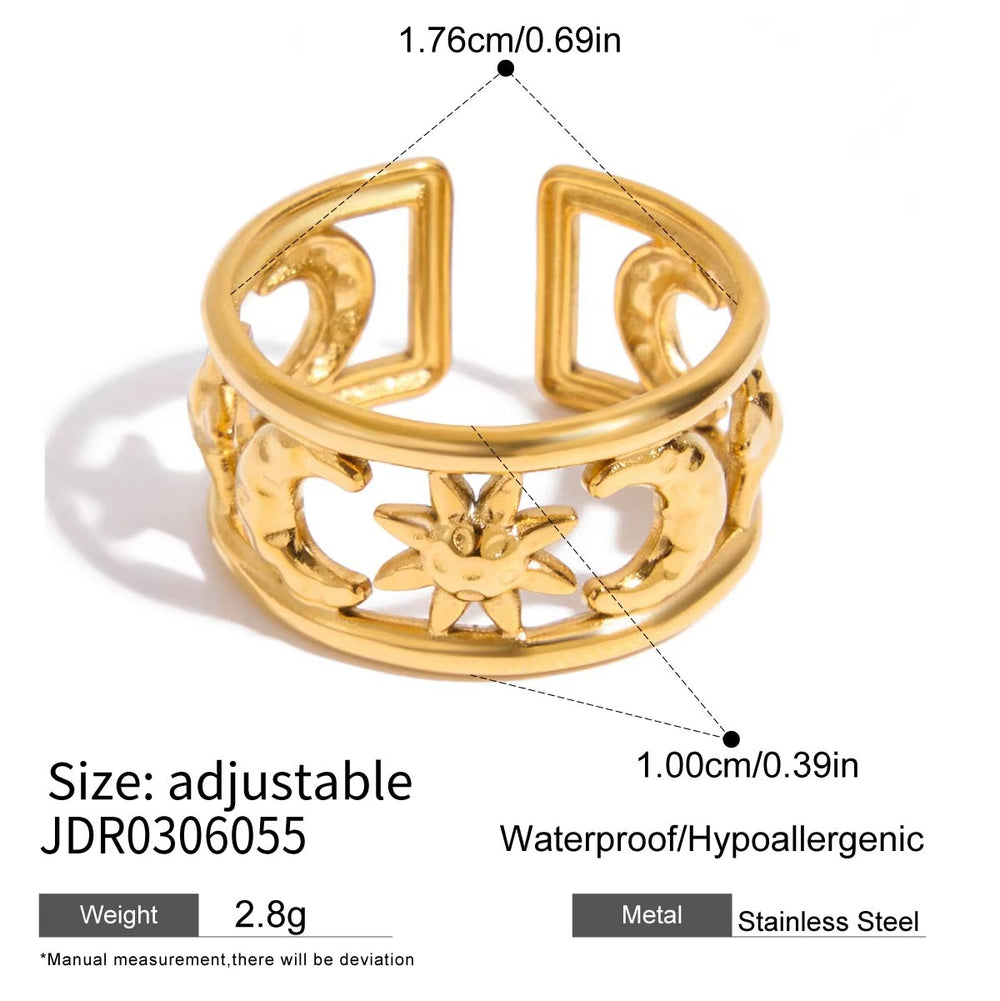 Sun and Moon Charm Ring – adjustable ring