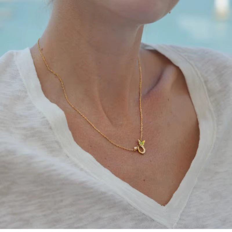 Butterfly Spark Necklace – gold necklace with enamel detail