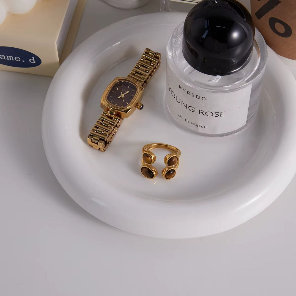 Azure Serpent Ring – adjustable gold ring
