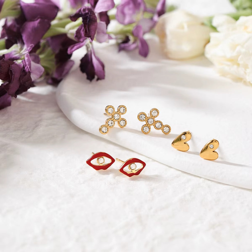 Charm Pop Studs Set – gold stud earrings