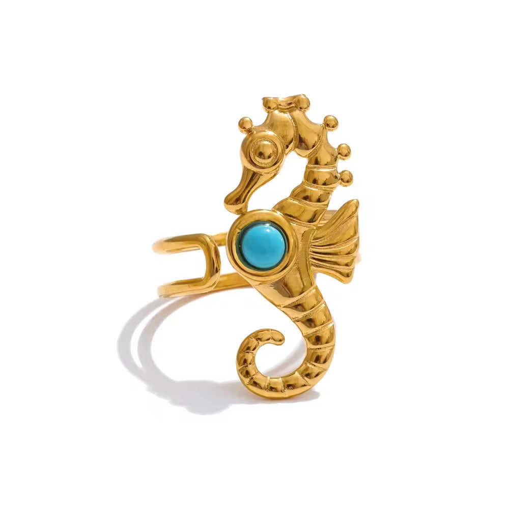 Ocean Duo Ring – adjustable gold ring