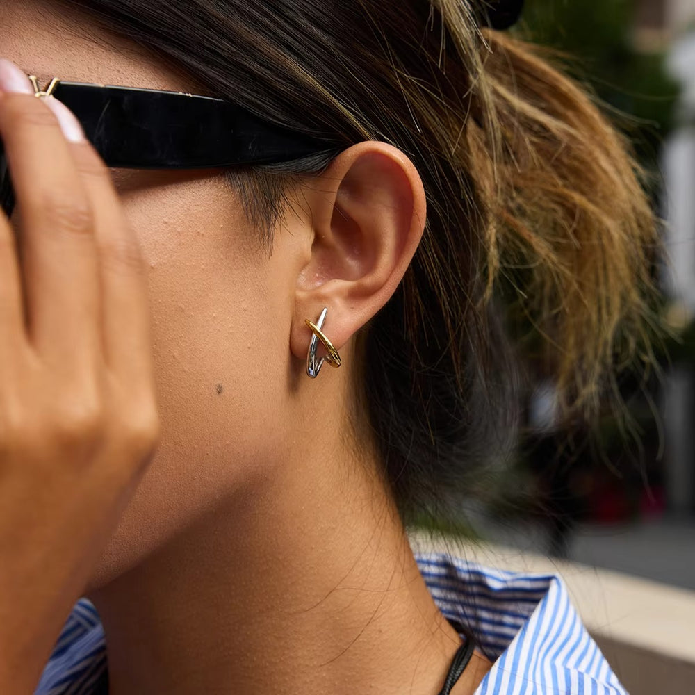 Criss-Cross Mini Hoops – hoop earrings