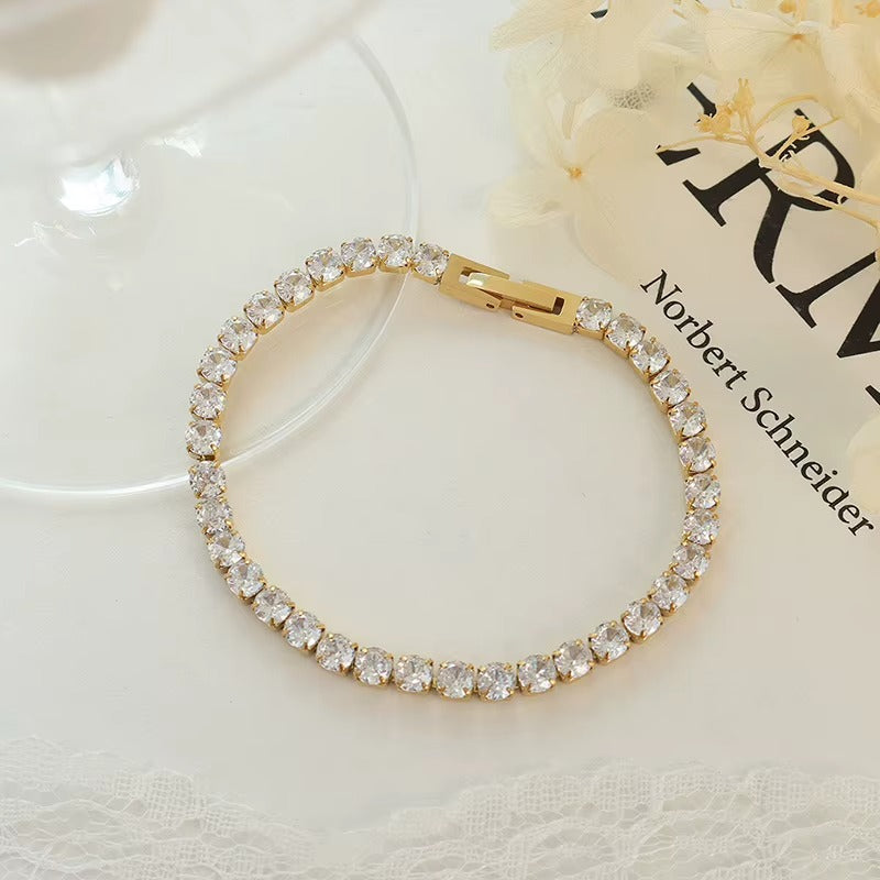 Classic Zircon Tennis Bracelet – gold bracelet with cubic zirconia stones