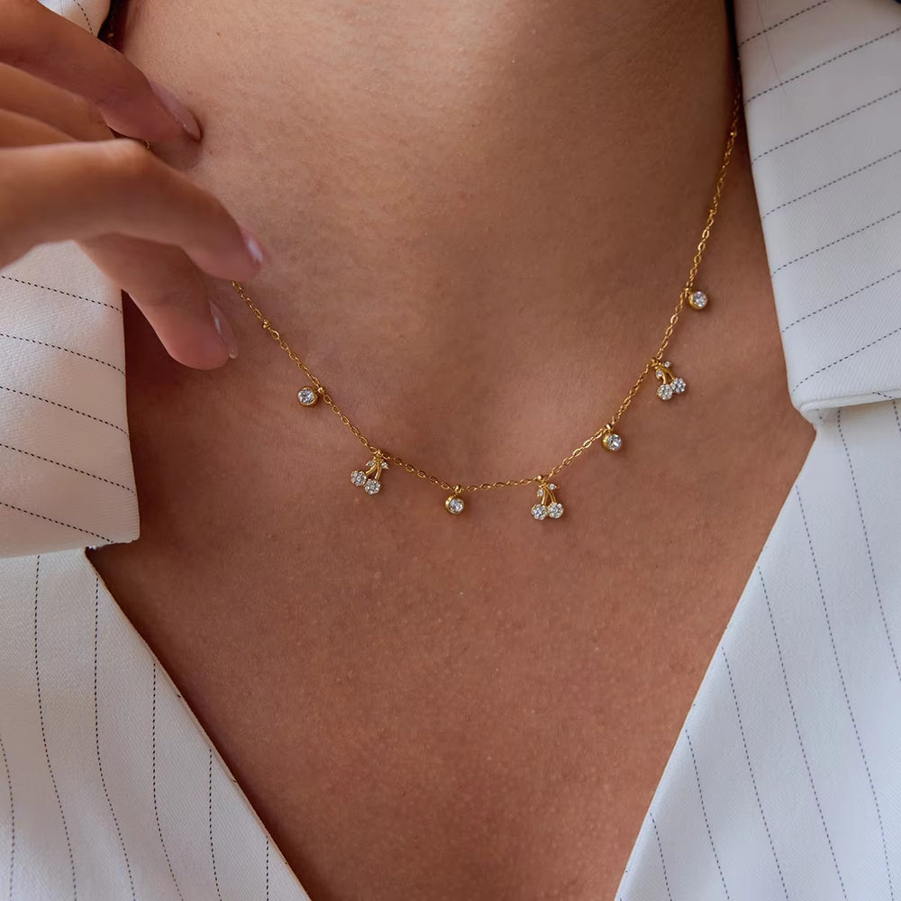 Sweet Cherry Glint Necklace – gold necklace