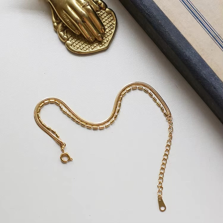Layered Chain Bracelet – adjustable gold bracelet