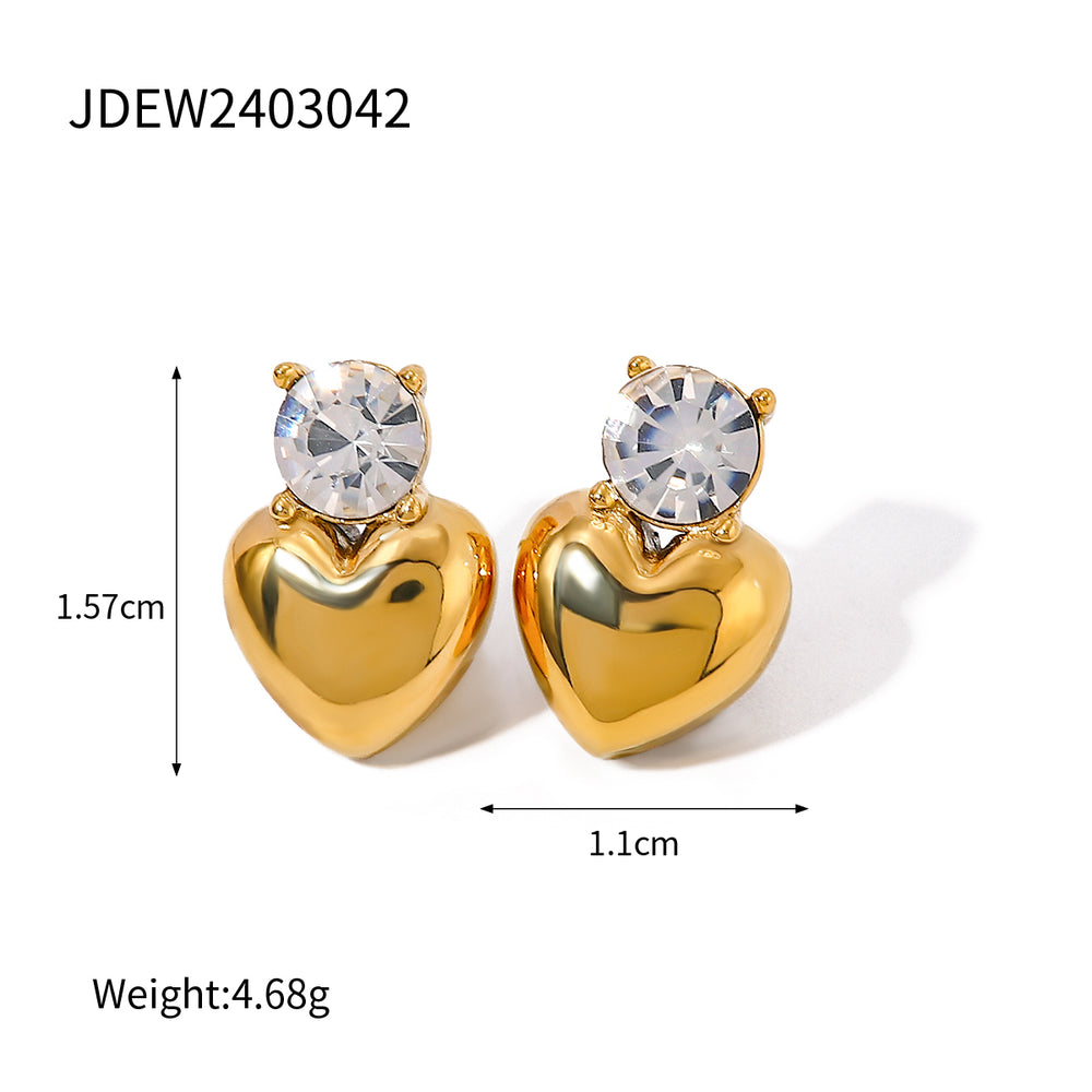 Crystal Heart Studs – gold stud earrings