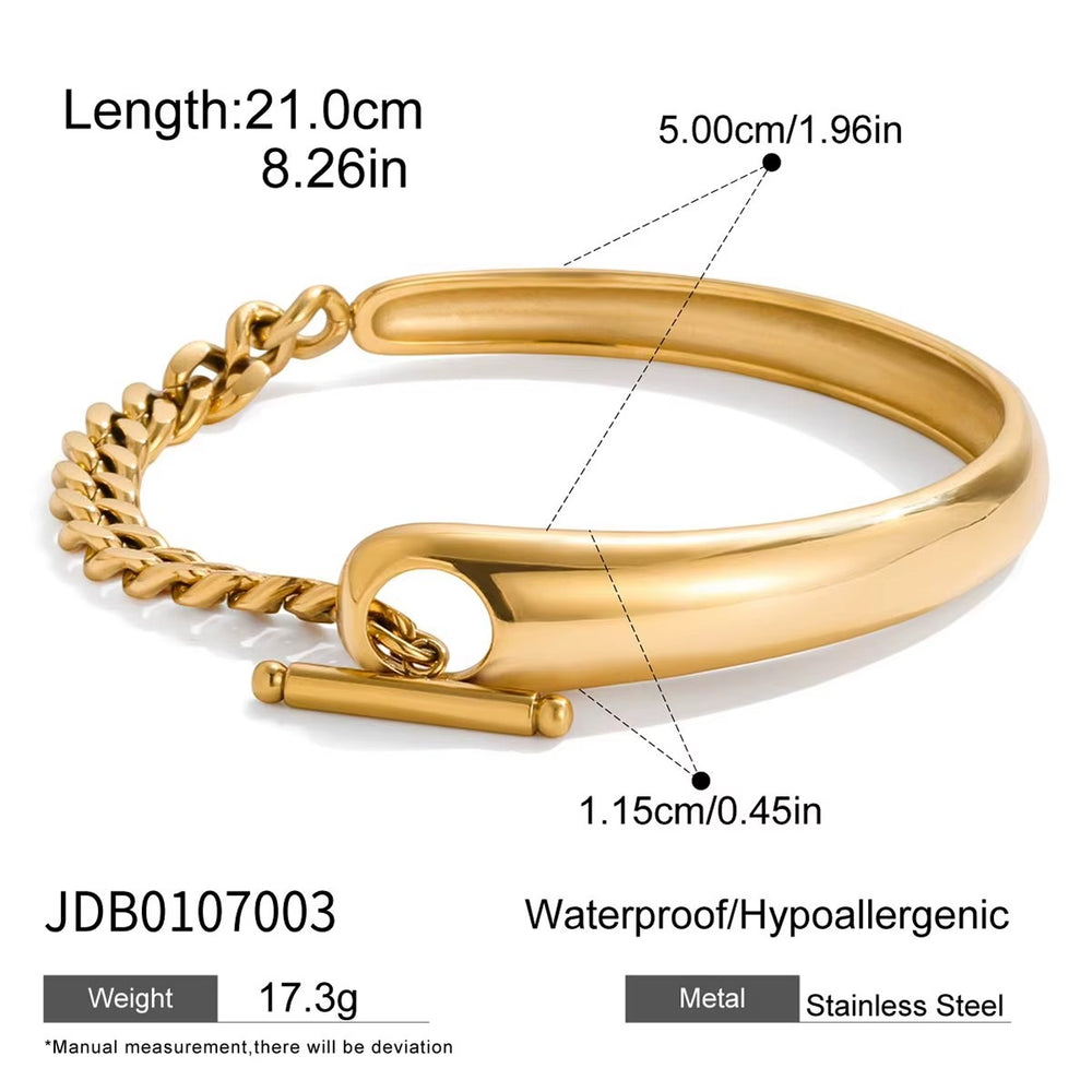 Luna Lock Bracelet – gold cuff bracelet with toggle lock detail