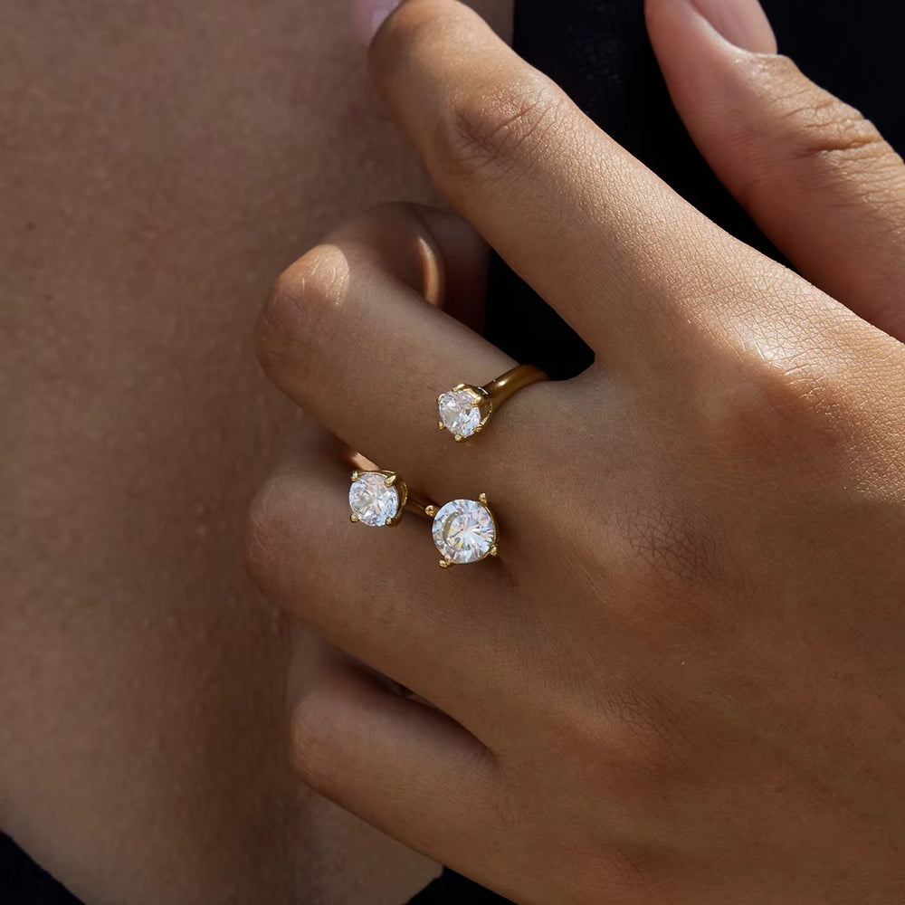 Trio Zircon Ring – adjustable gold ring with cubic zirconia stones