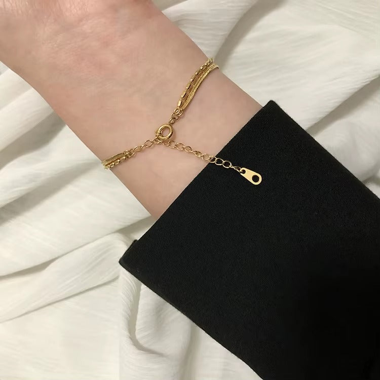 Layered Chain Bracelet – adjustable gold bracelet