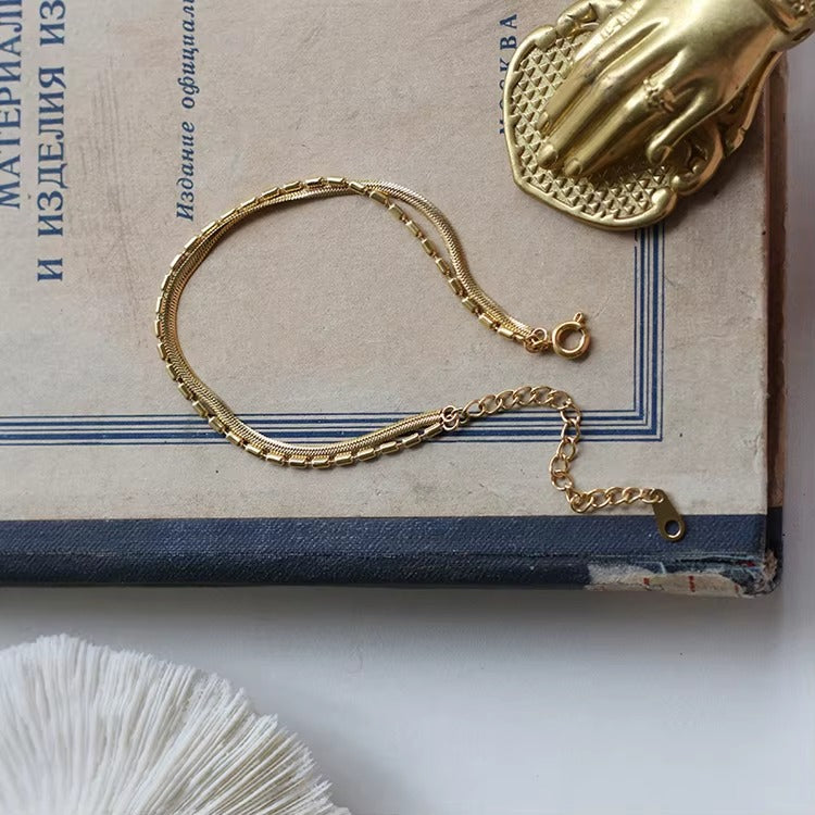 Layered Chain Bracelet – adjustable gold bracelet