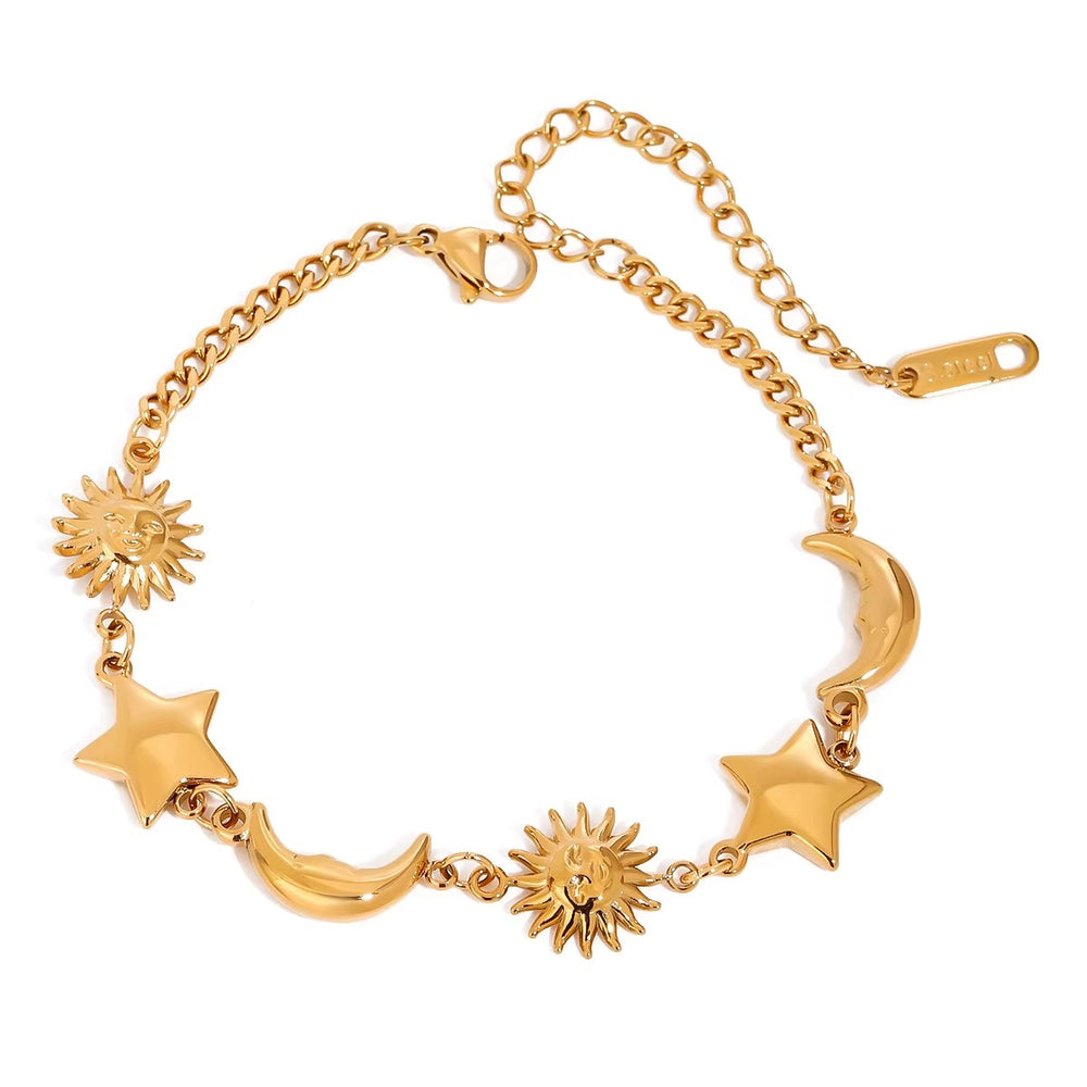 Celestial Mini-Charm Bracelet – adjustable gold bracelet