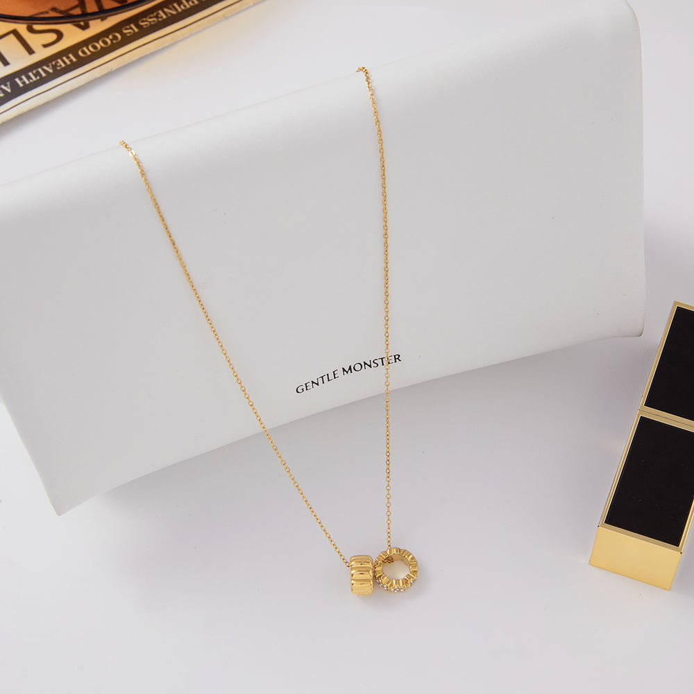 Halo Barrel Pendant – gold necklace