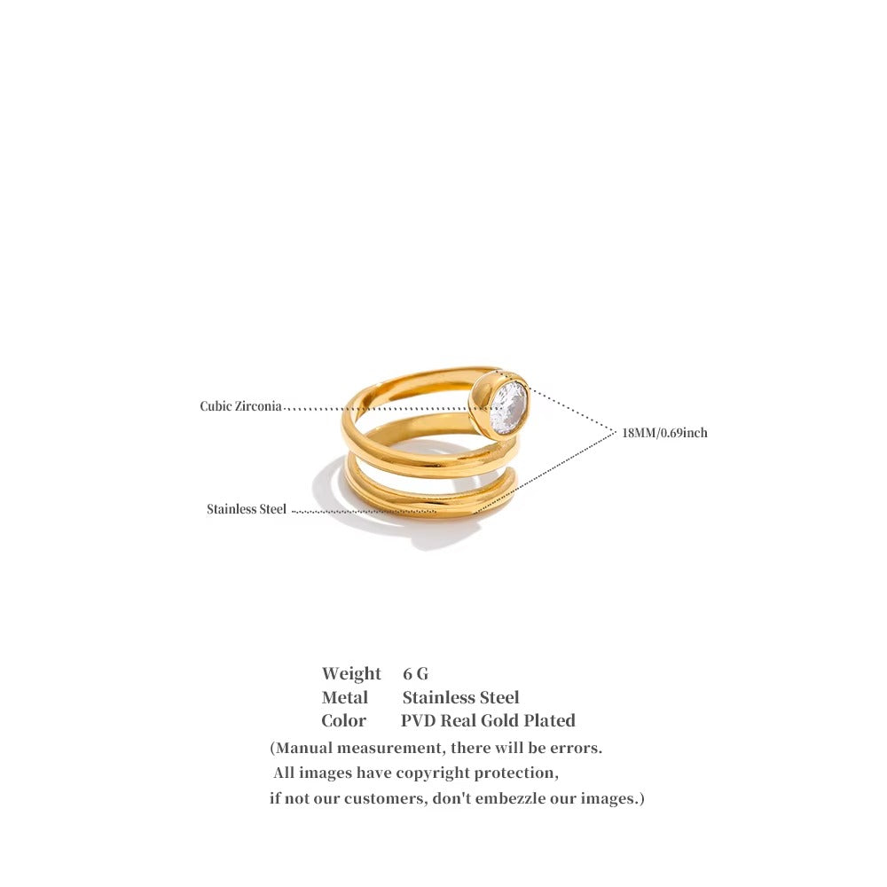 Glow Spiral Ring – gold ring with cubic zirconia stones