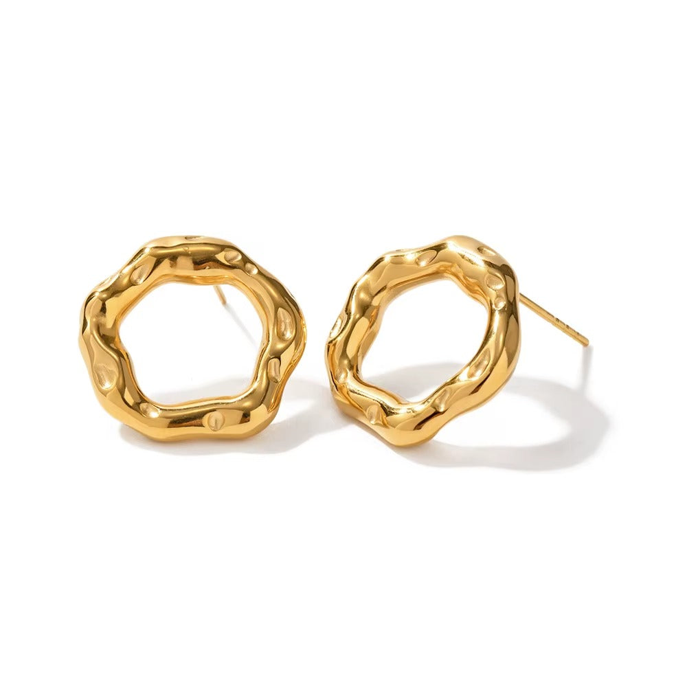 Molten Hoop Studs – gold hoop earrings