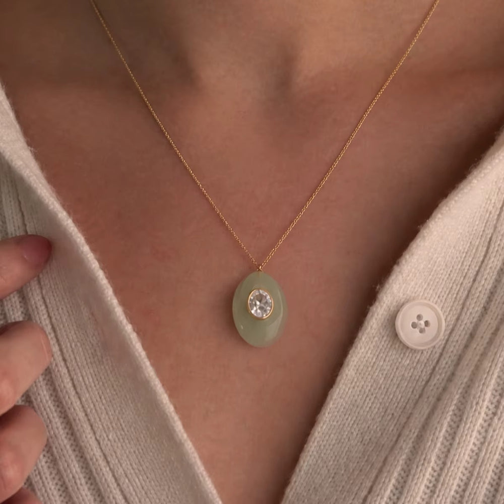 Resin Glow Pendant – gold necklace with cubic zirconia stones
