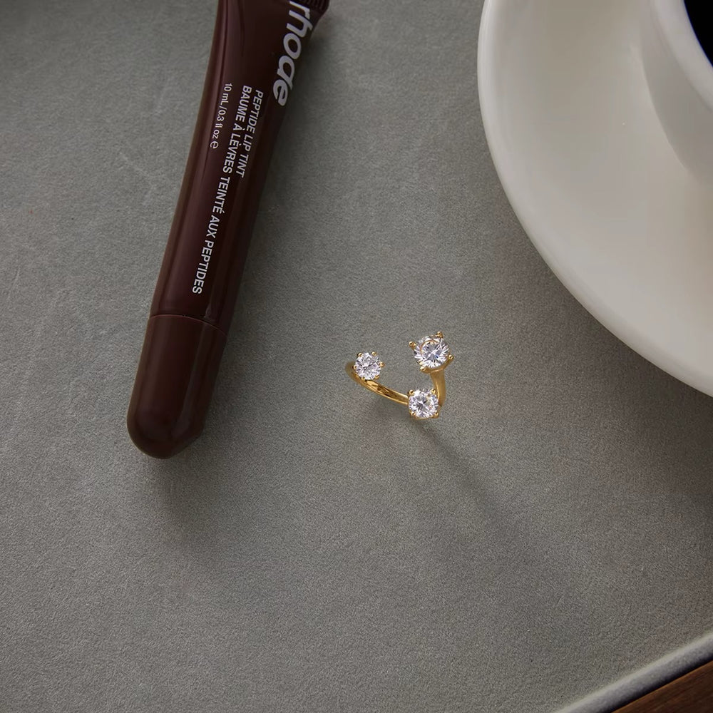 Trio Zircon Ring – adjustable gold ring with cubic zirconia stones
