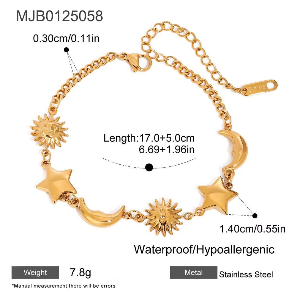 Celestial Mini-Charm Bracelet – adjustable gold bracelet