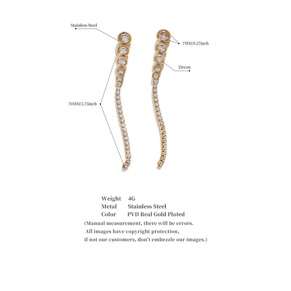 Sparkle Line Danglers – gold earrings with cubic zirconia stones