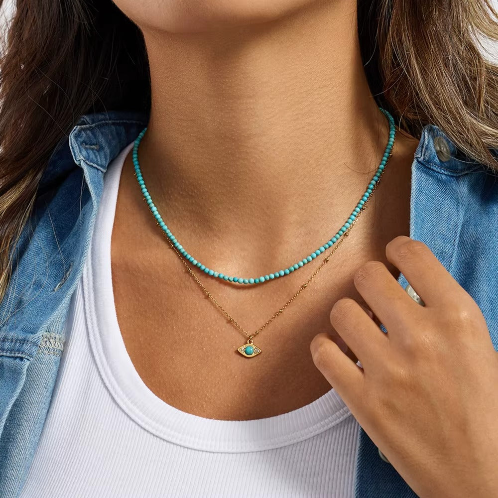 Evil Eye Layered Set – gold layered necklace set