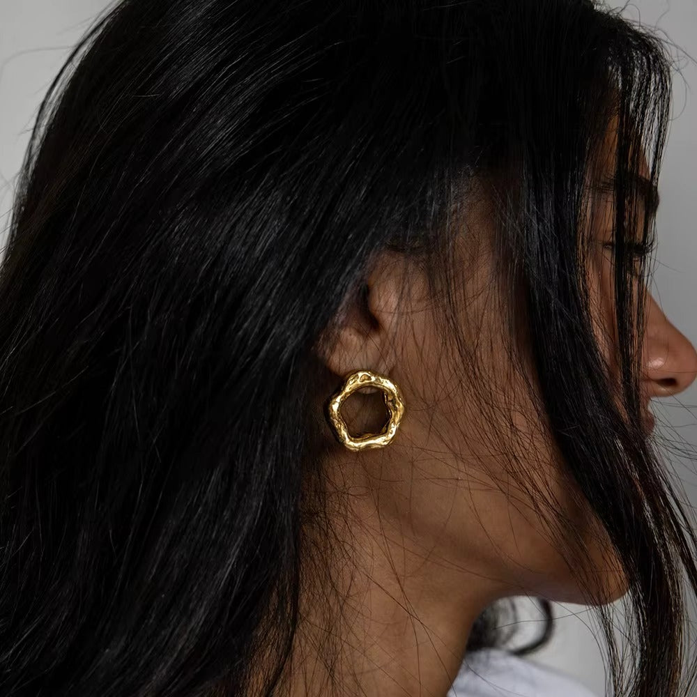 Molten Hoop Studs – gold hoop earrings
