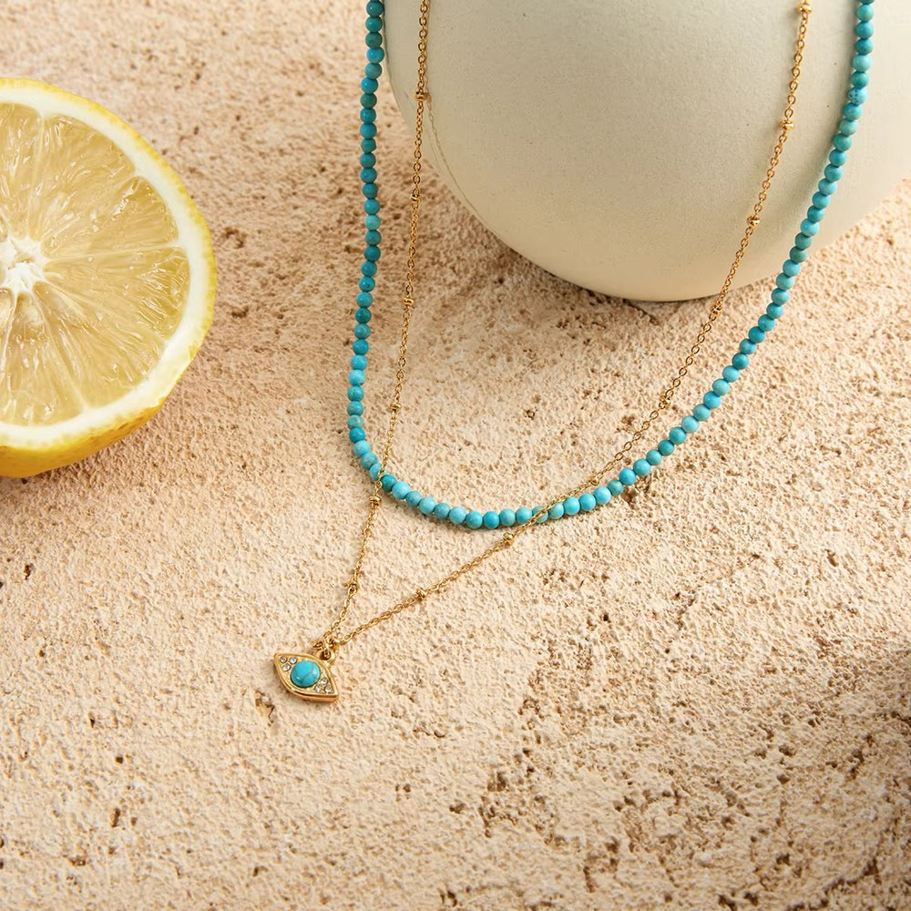 Evil Eye Layered Set – gold layered necklace set