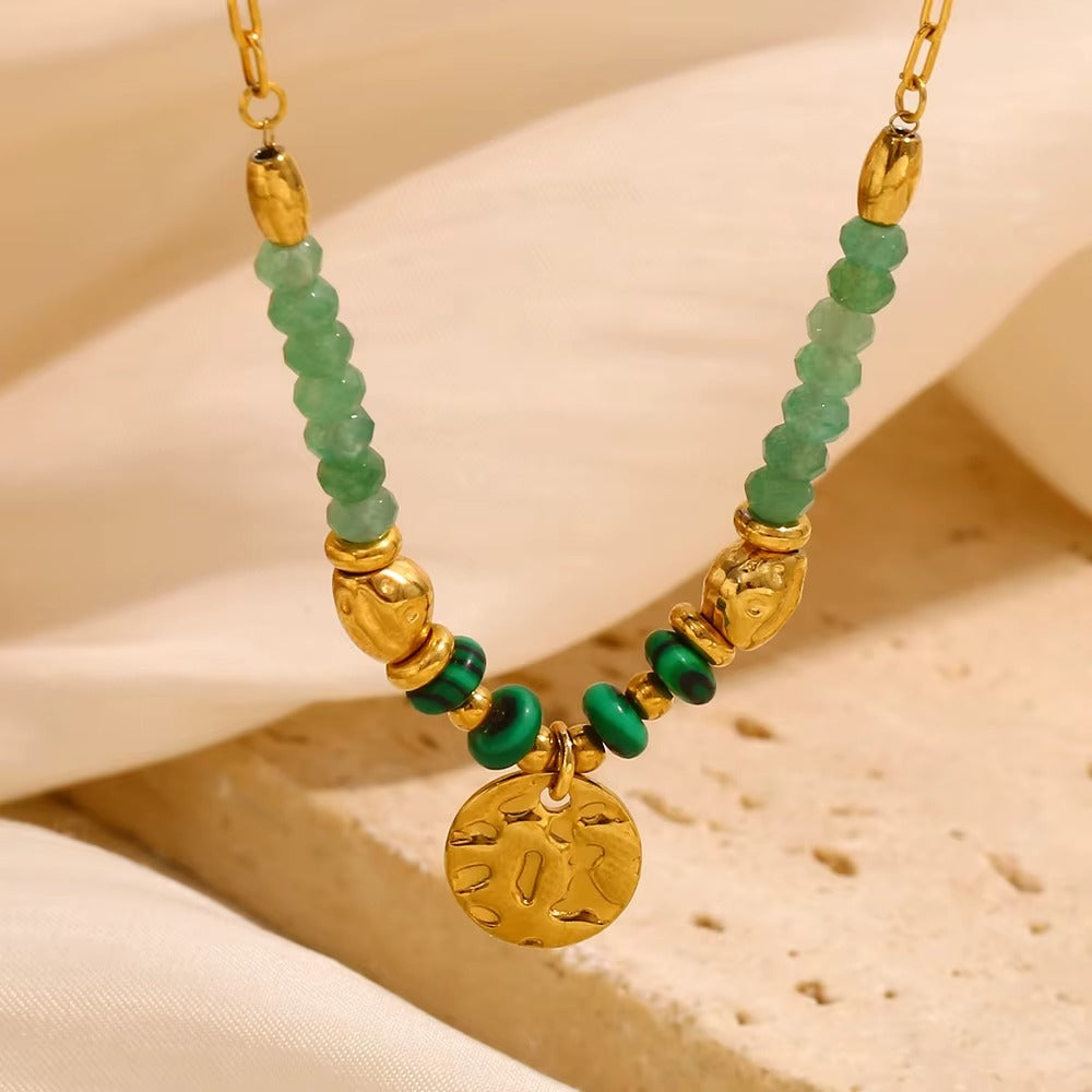 Beaded Coin Necklace – gold necklace