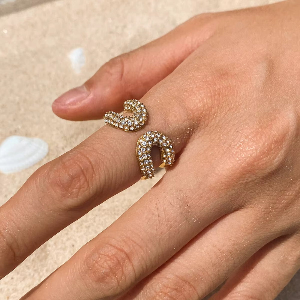 Moonlit Spark Ring – adjustable gold ring