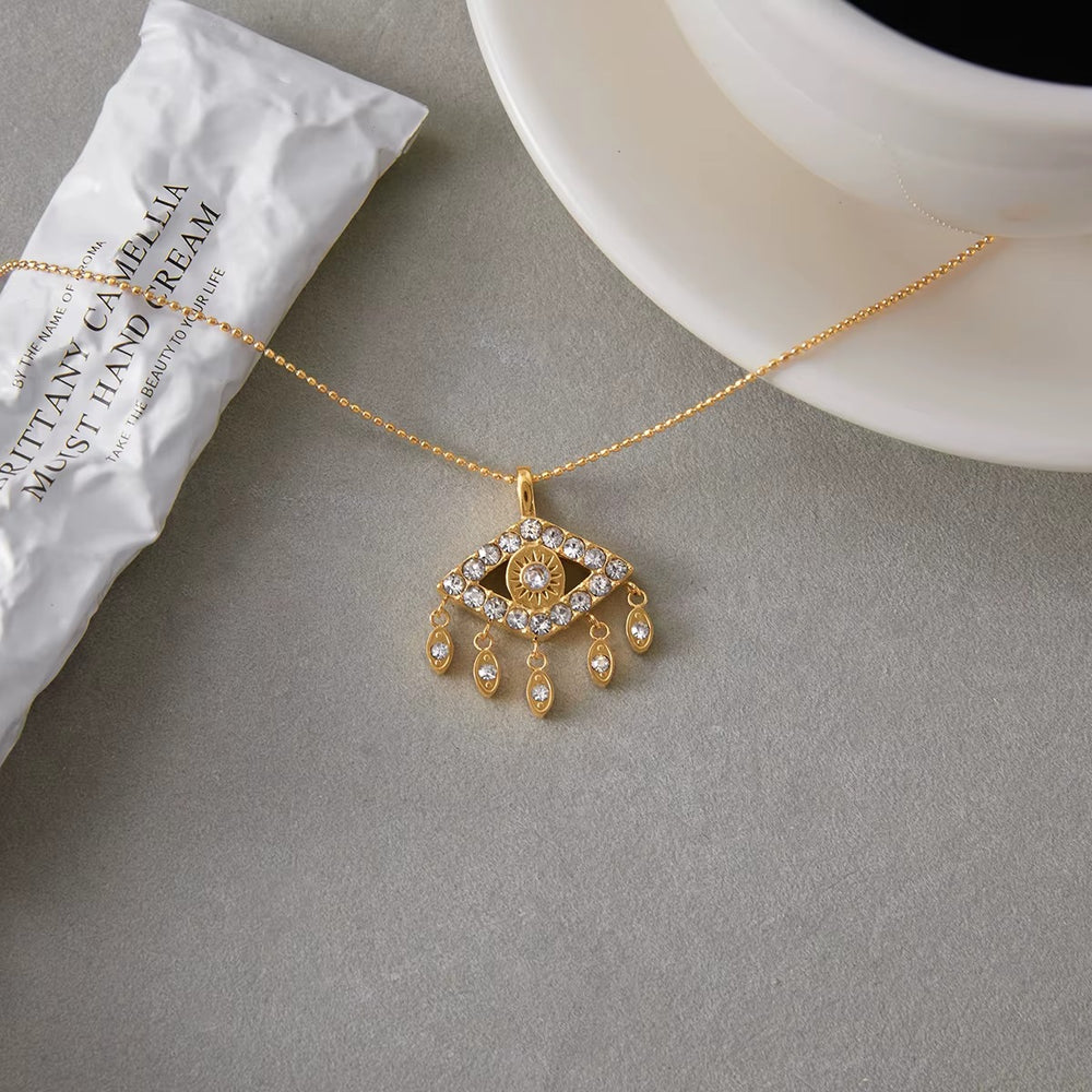 Aurelyn Eye Necklace – gold necklace with cubic zirconia stones