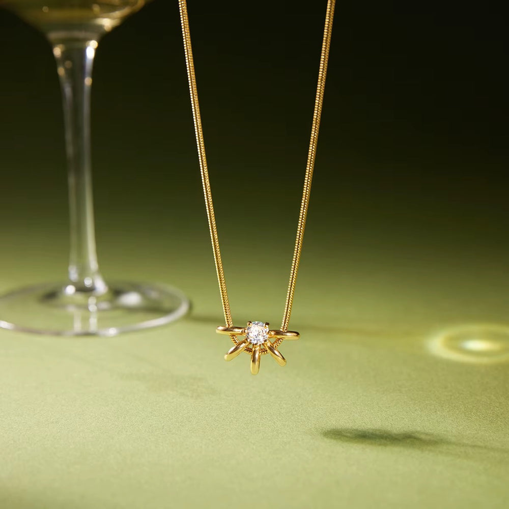 Radiance Pendant – gold necklace with cubic zirconia stones