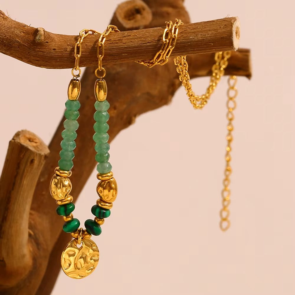 Beaded Coin Necklace – gold necklace