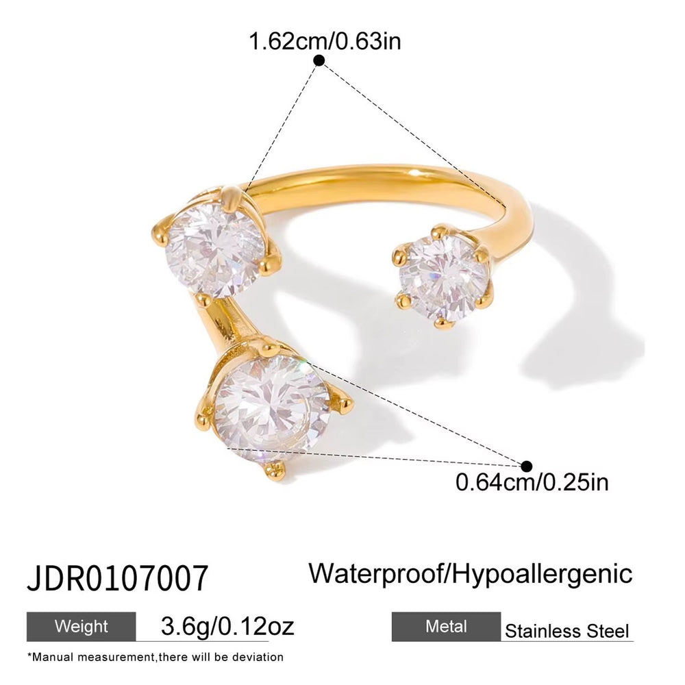 Trio Zircon Ring – adjustable gold ring with cubic zirconia stones