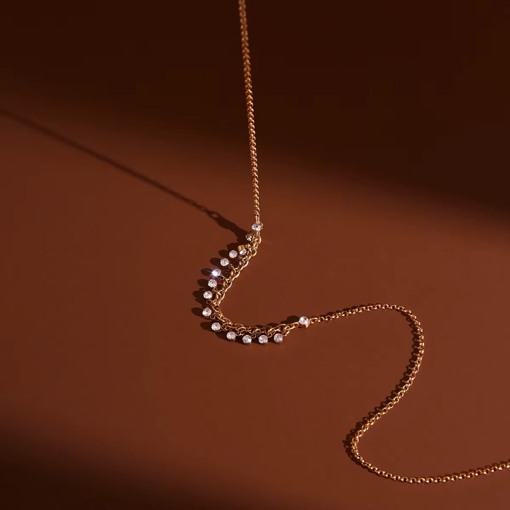 Shimmering Crystal Necklace – gold necklace