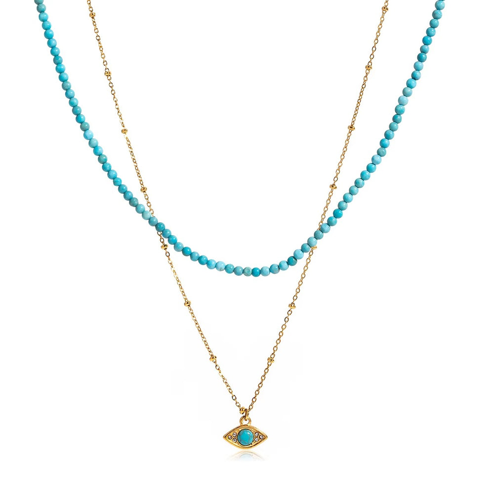 Evil Eye Layered Set – gold layered necklace set