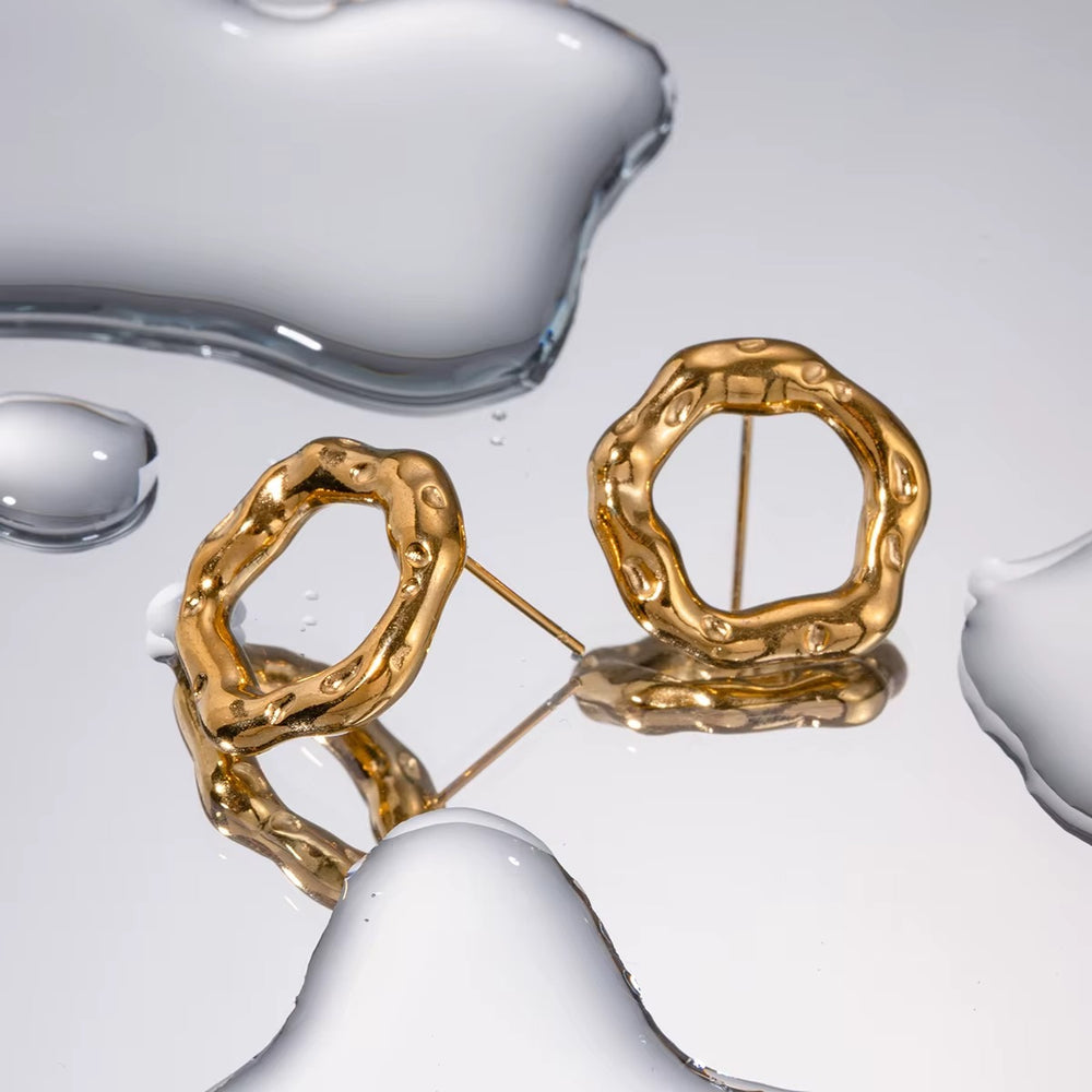 Molten Hoop Studs – gold hoop earrings