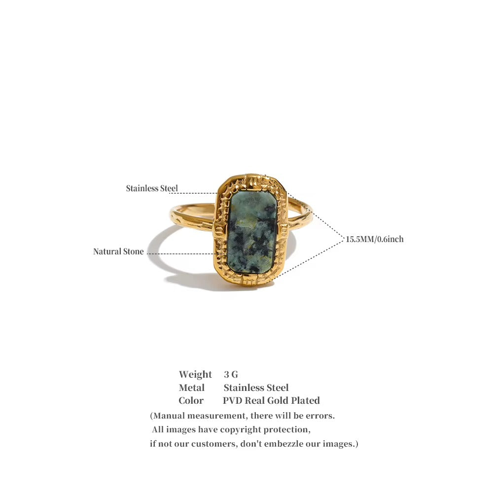 Green Gemstone Vintage Ring – adjustable gold ring