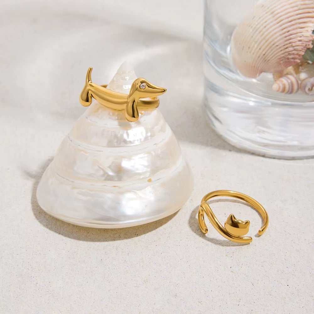 Pawfect Love Rings – adjustable gold rings